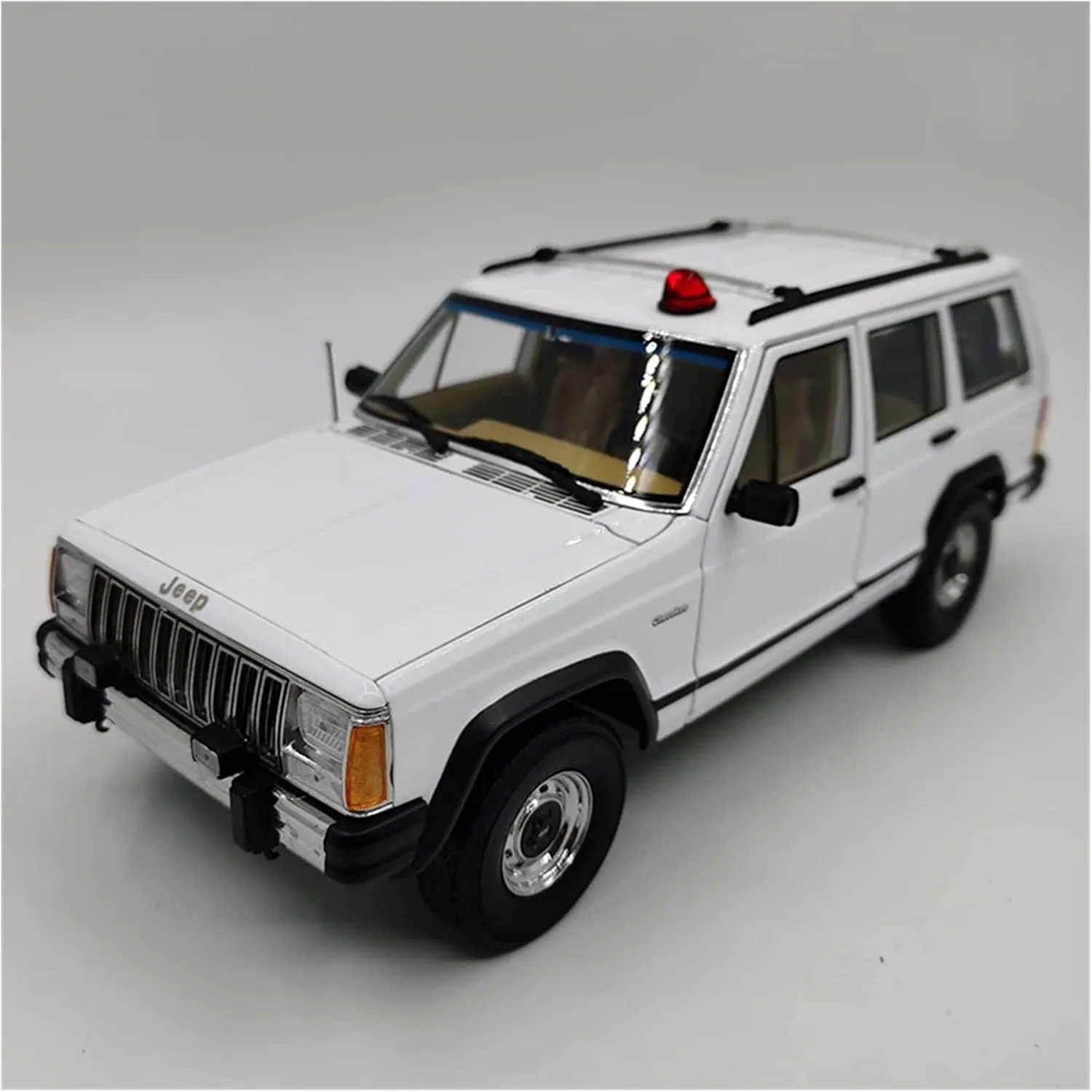 Resin Car Vehicle Model Fit for Jeep Cherokee 1 18 White Offroad Police Alloy Car Model Adult Collection Toy Ornaments Display Festive Deluxe Gift