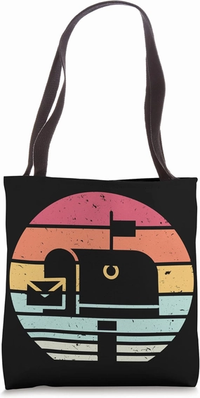 Retro Sunset Post Box Postal Worker Ballot Voting By Mail Tote Bag