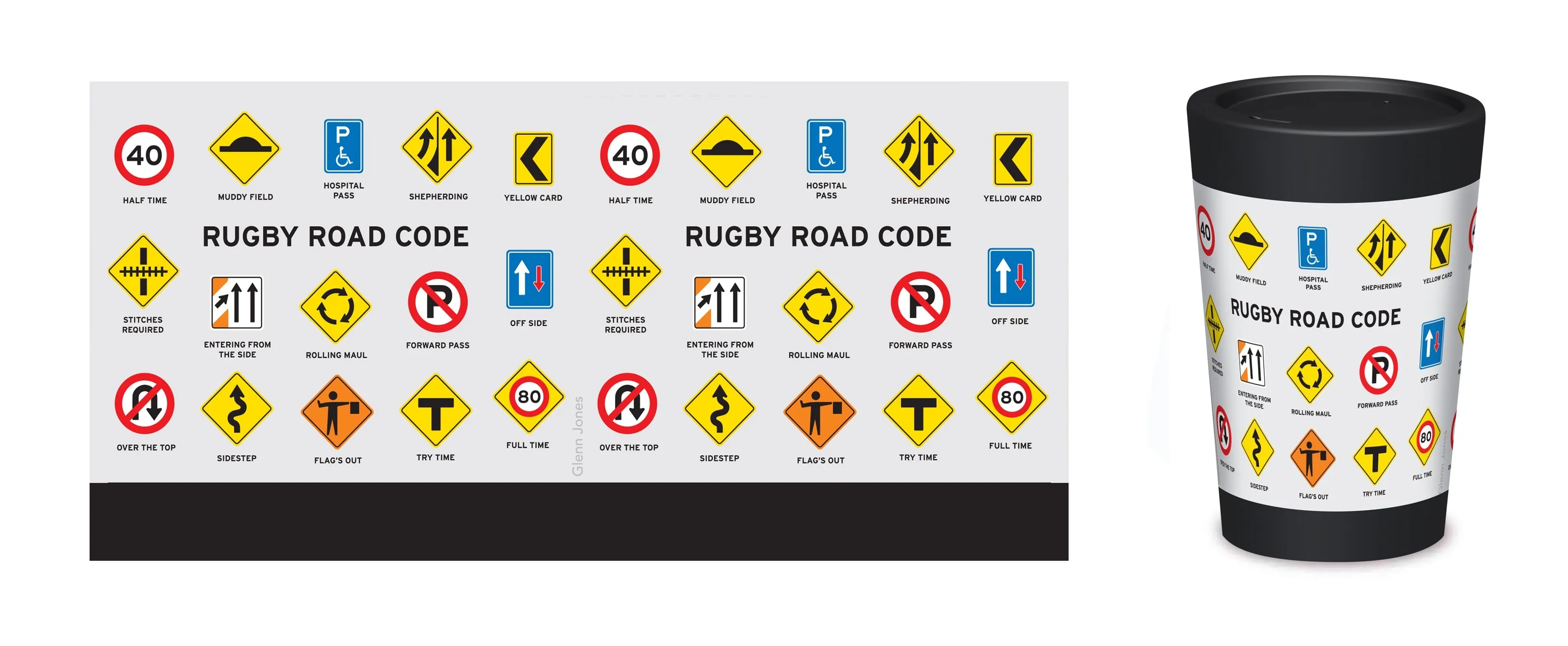 Reusable Coffeecup Rugby Road Code by Glenn Jones