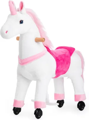 Ride on Unicorn Toys, Kids Ride on Horse Riding Horse Toys Ride on Toys for 3-5 Years Old, Premium Plush Animals Toys Walking Horse with Wheels 29.92" L x 9.84" W x 31.12" H