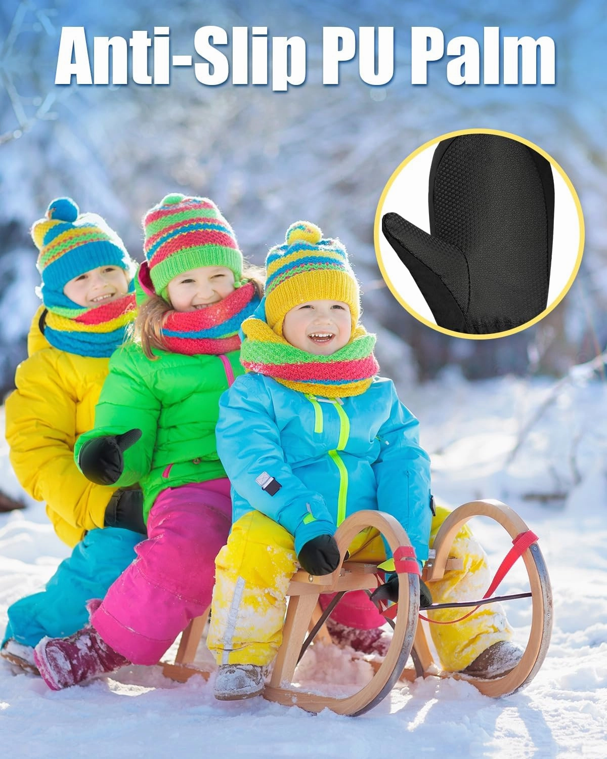RIGWARL Kids Ski Mittens for Boys Girls Aged 5-13, Windproof Kids Snow Mittens for Snowboarding Ice Skating Alaska Cruise