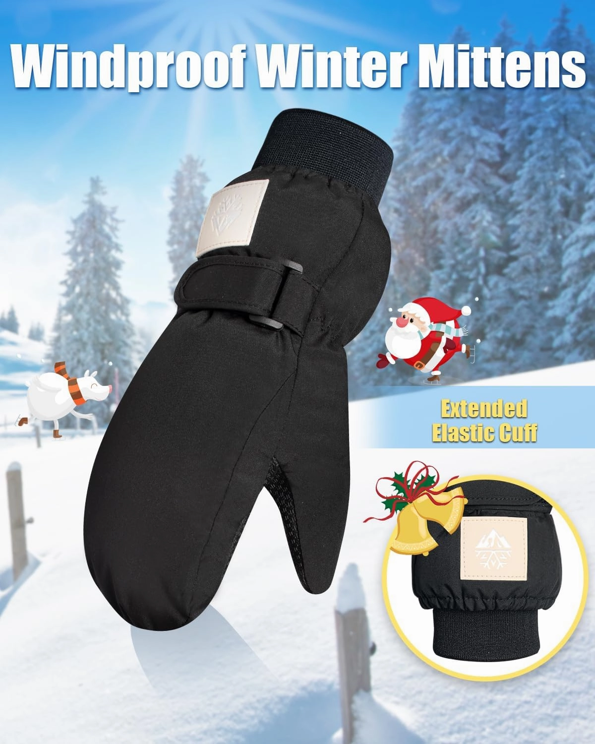 RIGWARL Kids Ski Mittens for Boys Girls Aged 5-13, Windproof Kids Snow Mittens for Snowboarding Ice Skating Alaska Cruise