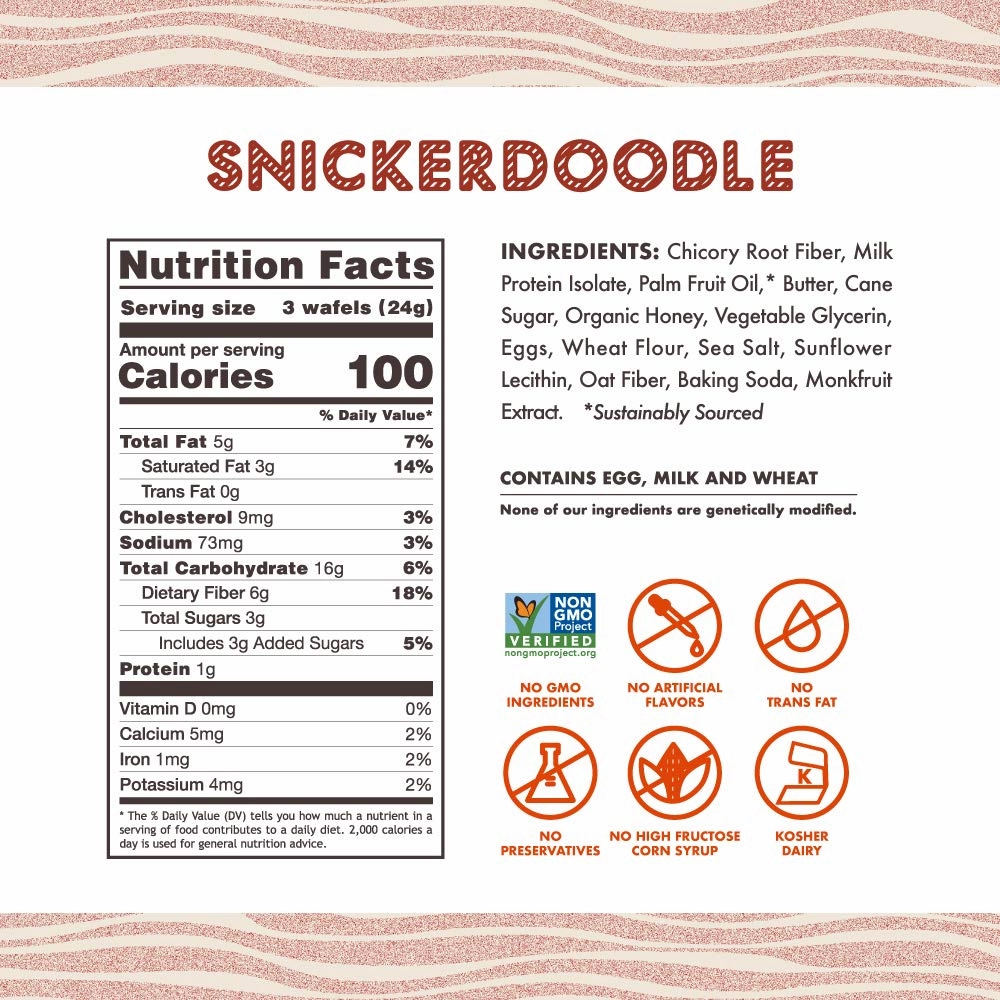 Rip Van Wafels Snickerdoodle Mini Stroopwafels - Low Carb Snacks (3g Net Carbs) - Non GMO Snack - Keto Friendly - Office Snacks - Low Calorie Snack (37 Calories) - Low Sugar (1g) - 32 Pack