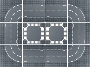 Road Base Plates for City Building Block, 12 Street Plates, 10"x10" Road Baseplates