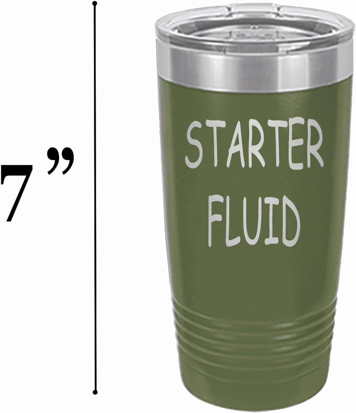 Rogue River Tactical Funny Starter Fluid Large 20 Ounce Travel Tumbler Mug Cup w/Lid Vacuum Insulated Hot or Cold Sarcastic Dad Father For Men Him (Green)