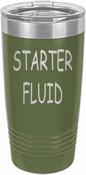 Rogue River Tactical Funny Starter Fluid Large 20 Ounce Travel Tumbler Mug Cup w/Lid Vacuum Insulated Hot or Cold Sarcastic Dad Father For Men Him (Green)