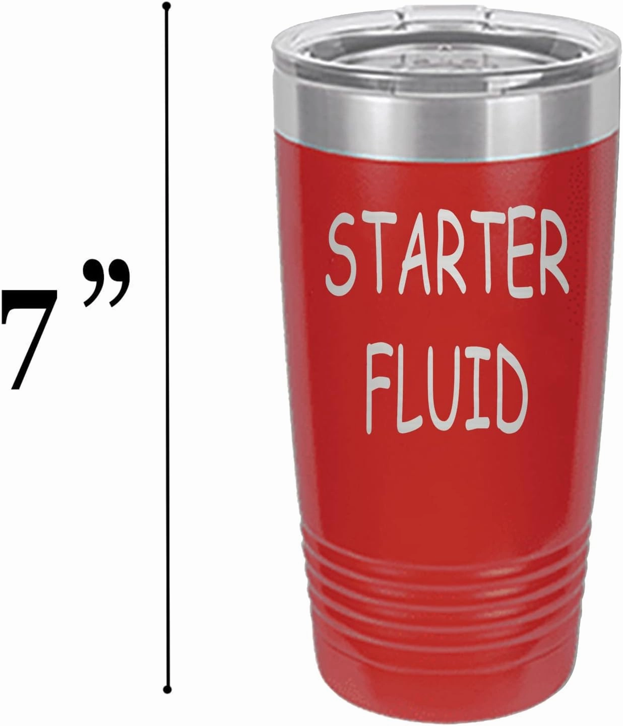 Rogue River Tactical Funny Starter Fluid Large 20 Ounce Travel Tumbler Mug Cup w/Lid Vacuum Insulated Hot or Cold Sarcastic Dad Father For Men Him (Red)
