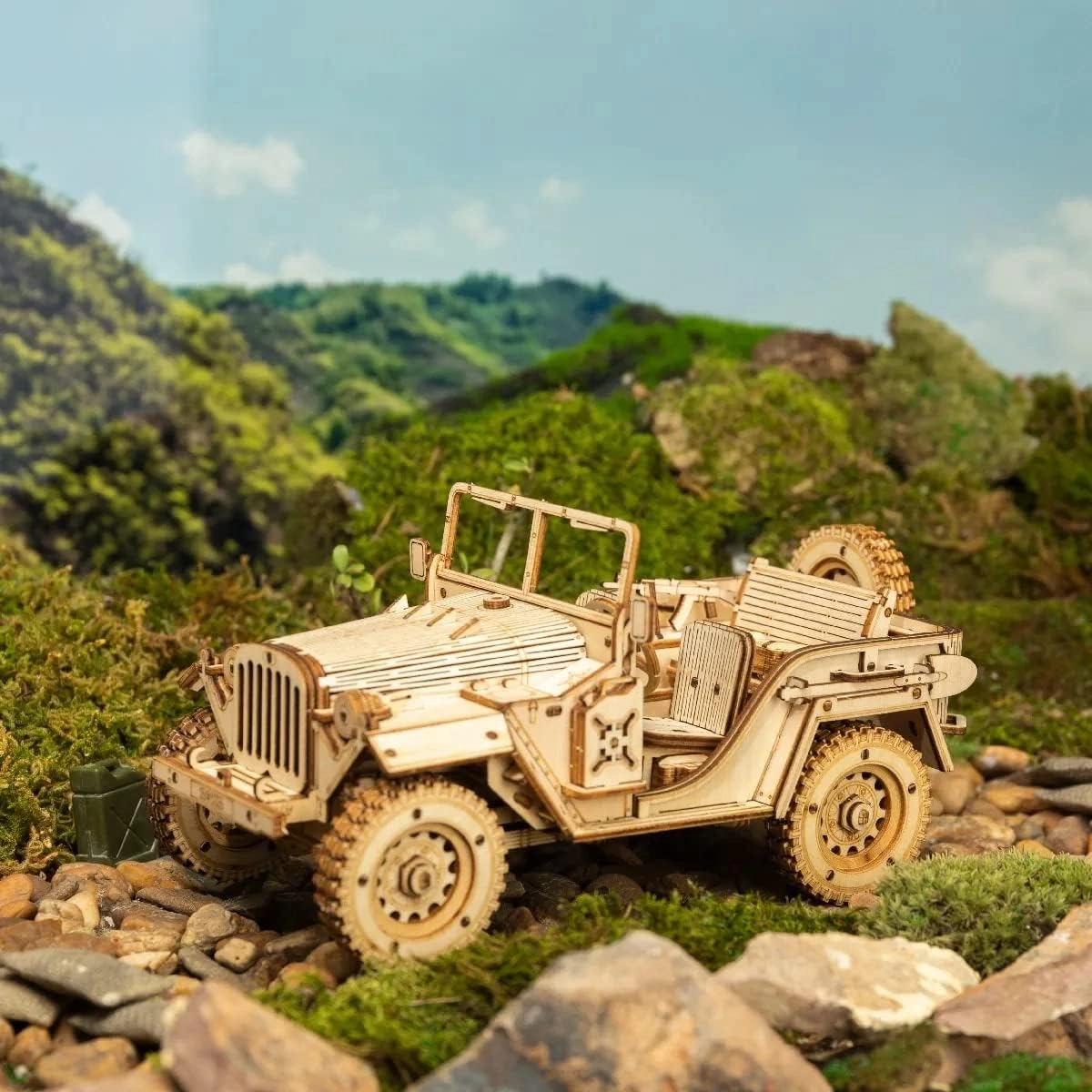ROKR Model Car Kits Wooden 3D Puzzles Model Building Kits for Adults-Educational Brain Teaser Assembly Model for Adults to Build, Desk Decor/DIY Hobbies for Teens&Kids (Jeep Wrangler/7.5 * 4 * 3.5)