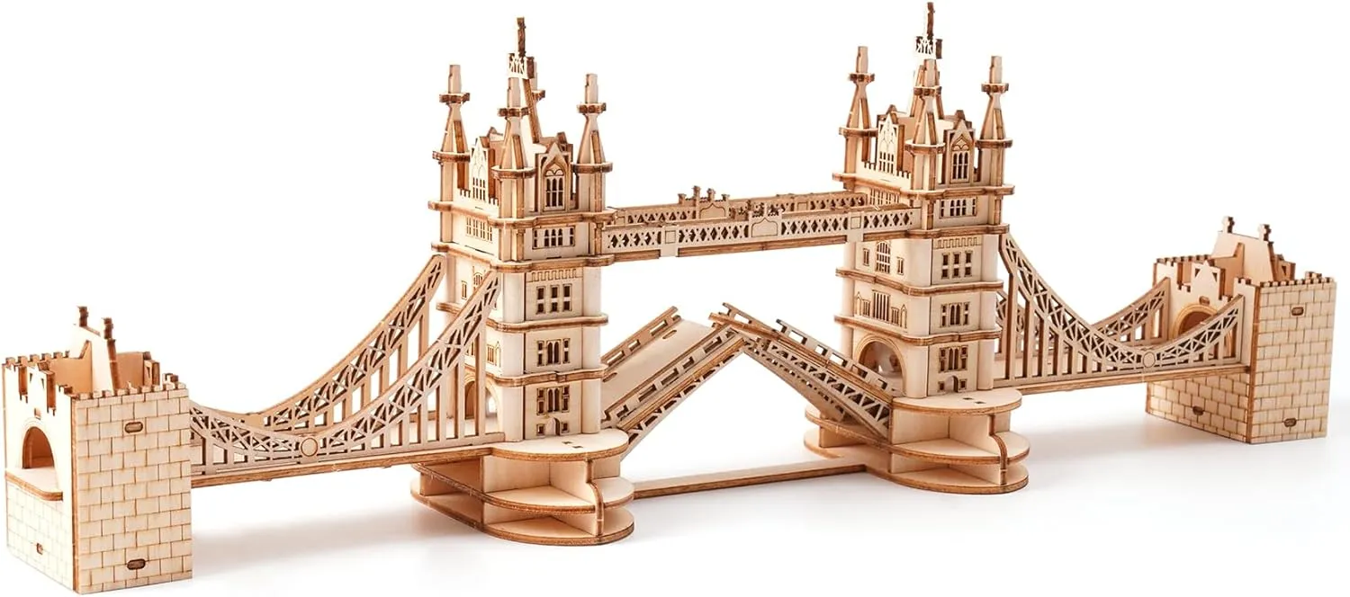 Rolife 3D Wooden Puzzles for Adults London Tower Bridge -113P Pieces Wood 3D Puzzle Architecture Model Craft Kits Birthday Gift for Teens/Adults Desk Decor