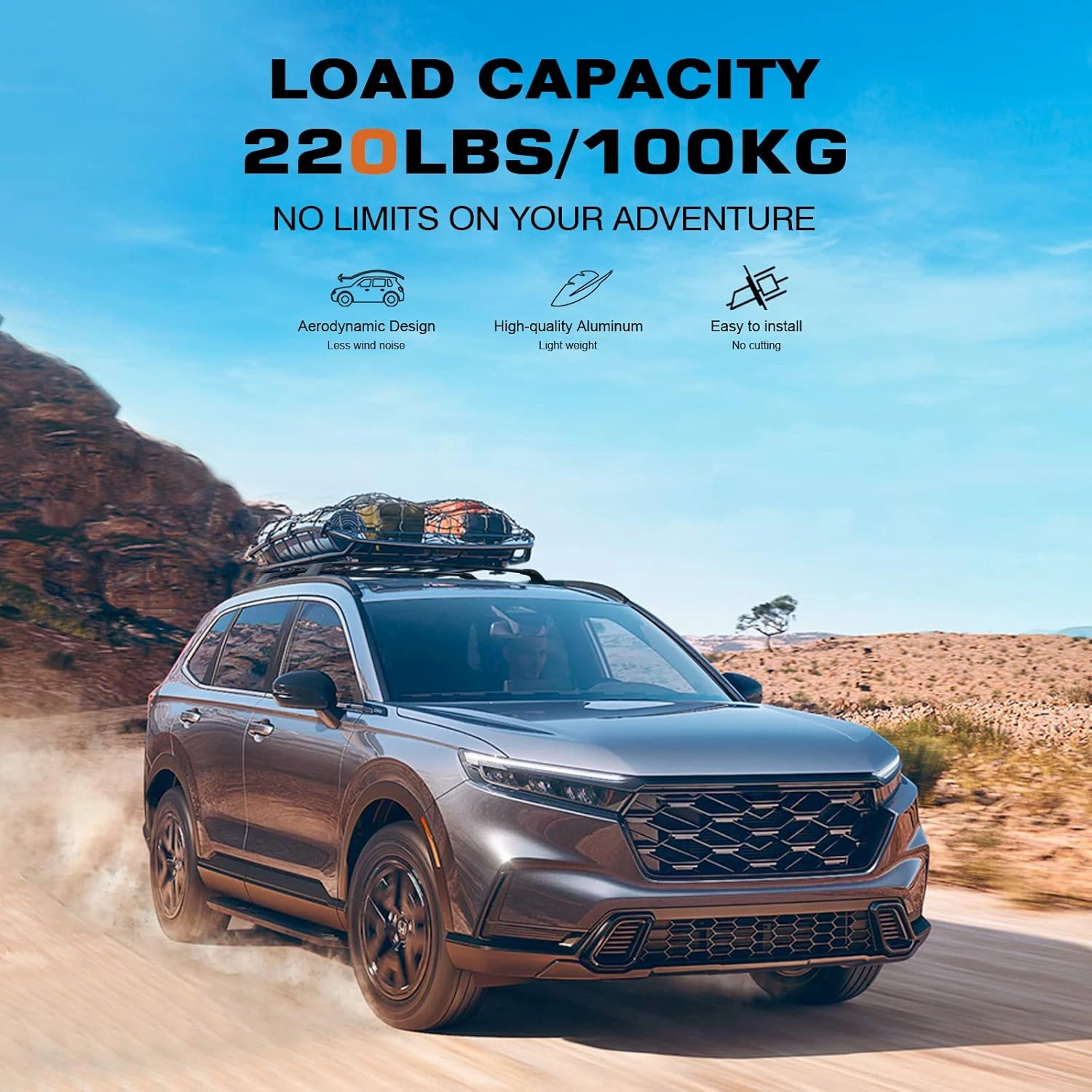 Roof Rack Cross Bars 220lbs Fit for Honda CR-V CRV & CRV Sport Hybrid 2023 2024 2025, Heavy Duty Aluminum Crossbar Luggage Racks Roof Rails Rooftop Carrier Canoe Kayak Bike