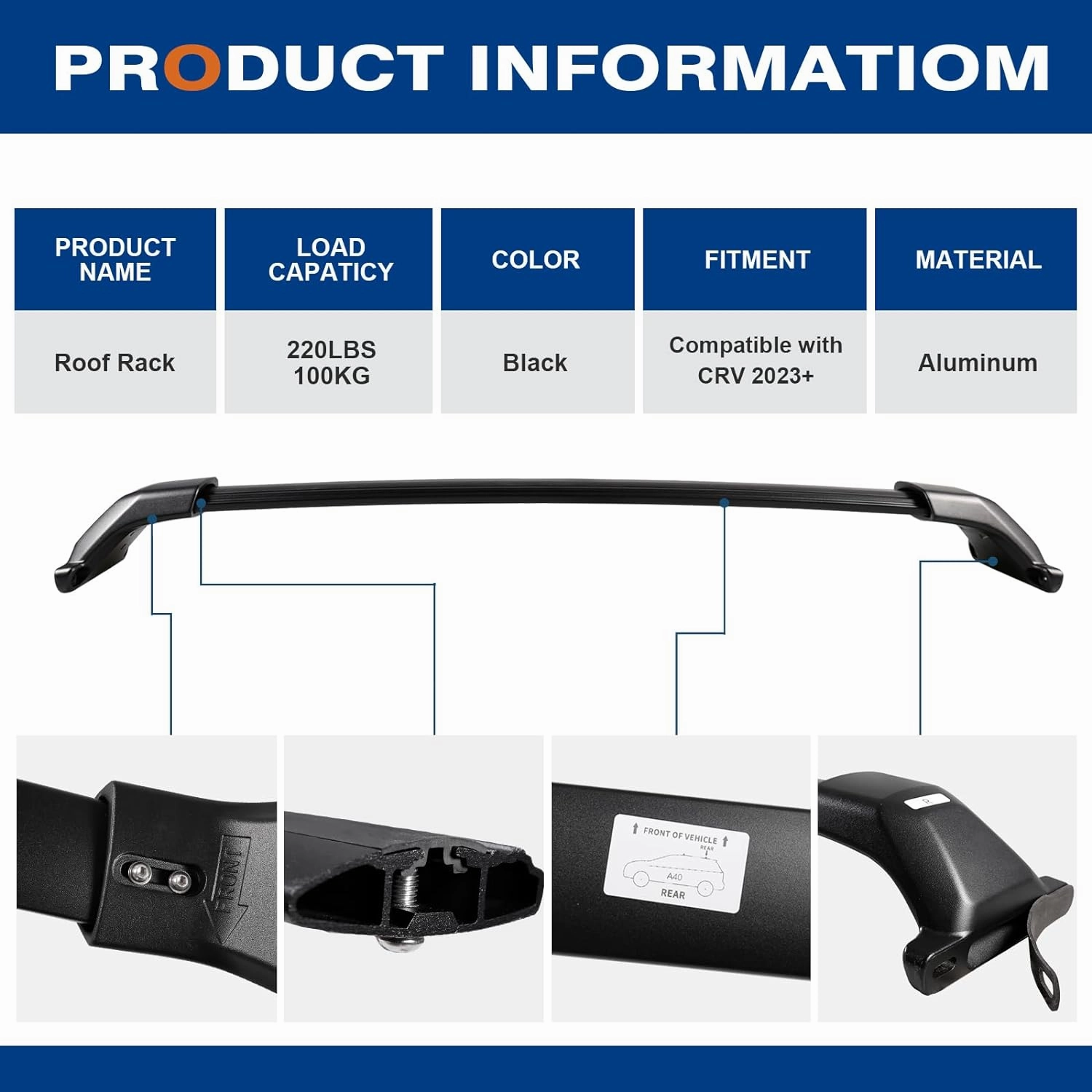 Roof Rack Cross Bars 220lbs Fit for Honda CR-V CRV & CRV Sport Hybrid 2023 2024 2025, Heavy Duty Aluminum Crossbar Luggage Racks Roof Rails Rooftop Carrier Canoe Kayak Bike