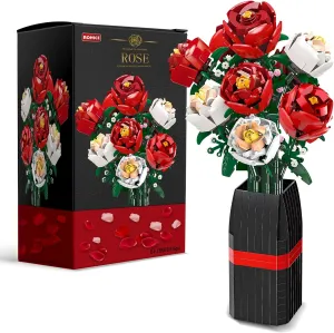 Rose Bouquet Building Set 8 Pieces of Never-Fading Flower Building Kit for DIY Table Home Decor, Romantic Anniversary,Thanksgiving,Valentine's Day,Birthday Gifts for Kids,Teens and Adults