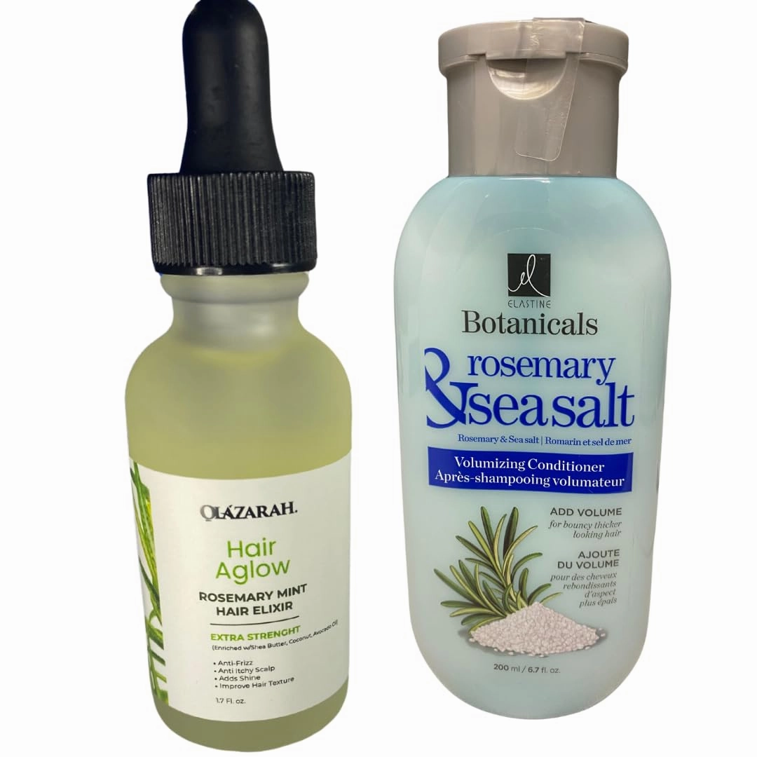 Rosemary & Mint Hair Oil Elixir   Rosemary & Sea Salt Conditioner Set - Deep Conditioning, Strengthening, and Hydrating Treatment, Sulfate-Free and Paraben-Free, 8 Fl. oz