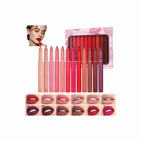 Rotating Sharpenable Matte Lipstick Pencils, Matte Velvety Non-Stick Lipstick Pencil, 12 Colors Application Lip Makeup Long Lasting Crayon Lipstick Set, Waterproof Lip Gloss Stain Set (1set/12 colors)