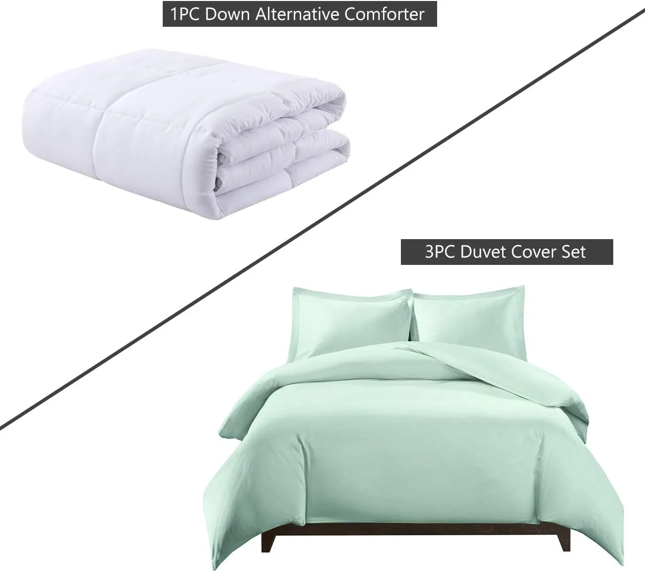 Royal Tradition Viscose from Bamboo Duvet Bedding Set-Medium Weight Down Alternative Comforter (Duvet Insert with Duvet Cover and 2-Shams) Full/Queen, Solid Sea
