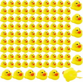 Rubber Ducks 100pcs, Mini Squeak Ducks Float for Baby Shower, Bath Time Fun, Car Ducking, Kids Birthday Party Favors, Game Gifts(1.57 x 1.57 x 1.2Inch, Yellow)