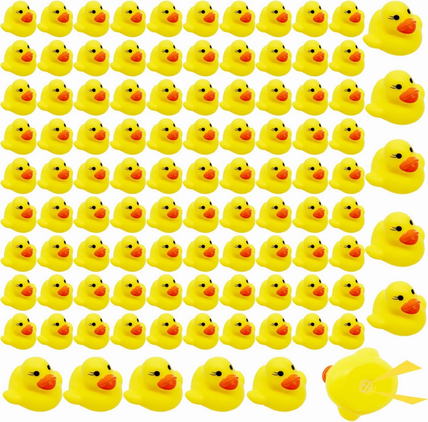 Rubber Ducks 100pcs, Mini Squeak Ducks Float for Baby Shower, Bath Time Fun, Car Ducking, Kids Birthday Party Favors, Game Gifts(1.57 x 1.57 x 1.2Inch, Yellow)