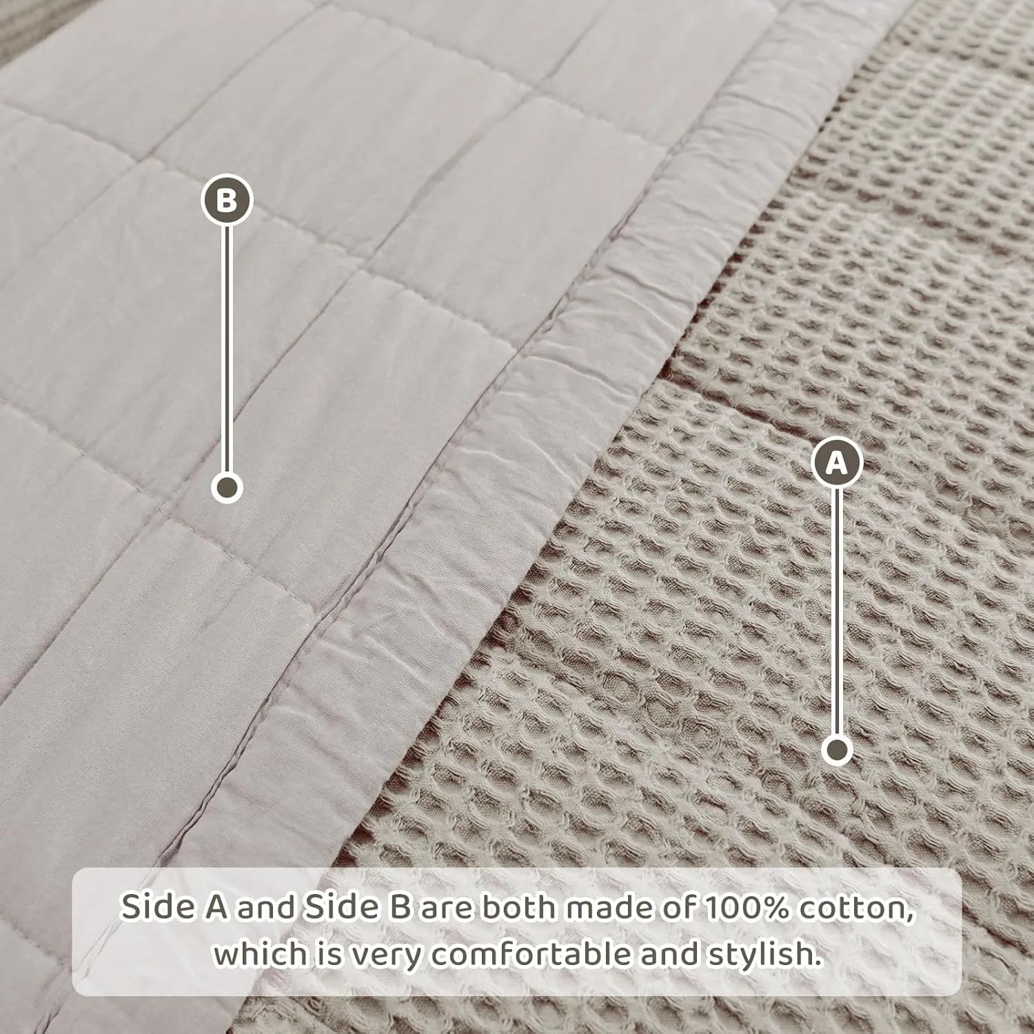 Sanracie Oversized King Bedspread(120"x120"),100% Cotton Waffle Weave Quilt Set 3Pcs Soft Lightweight Farmhouse Oversized King Quilt Bedding Set,Luxury Bedding Coverlet for All Seasons