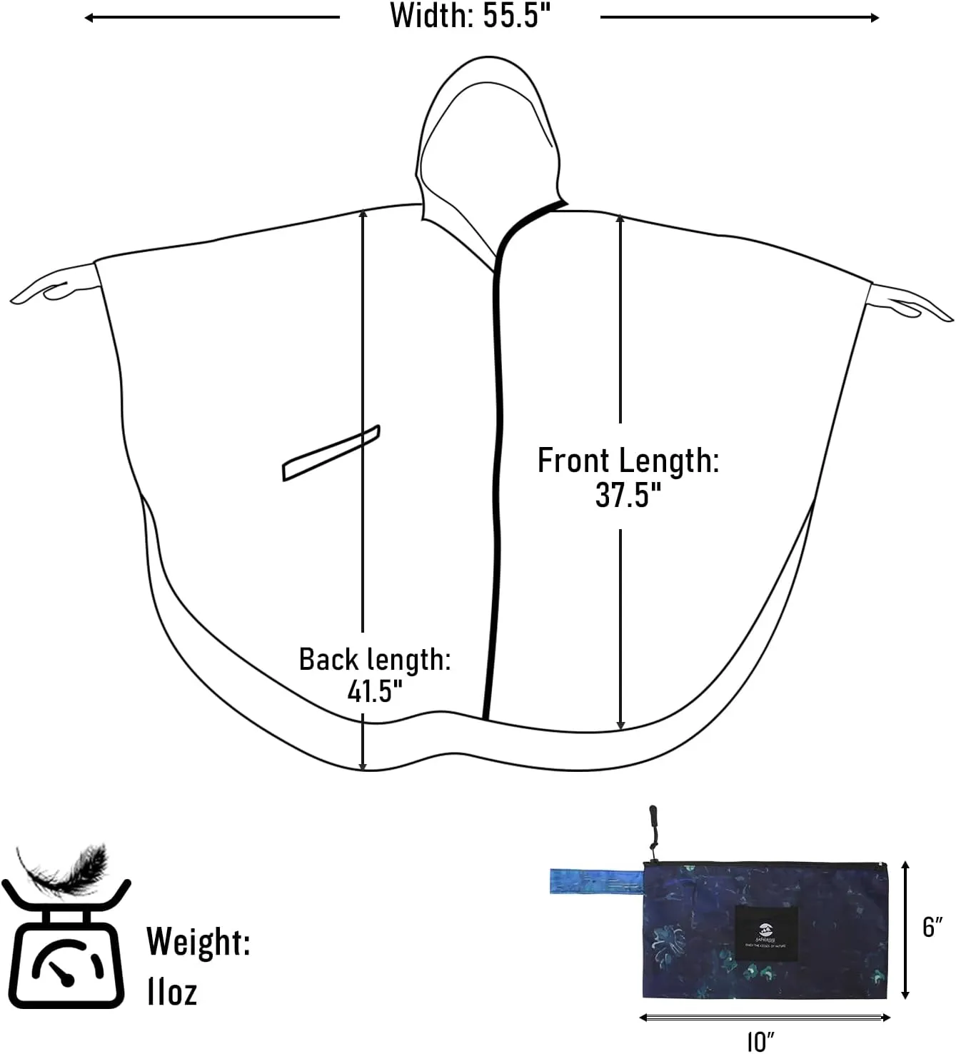 SaphiRose Unisex Rain Poncho Raincoat Hooded for Adults Women with Pockets