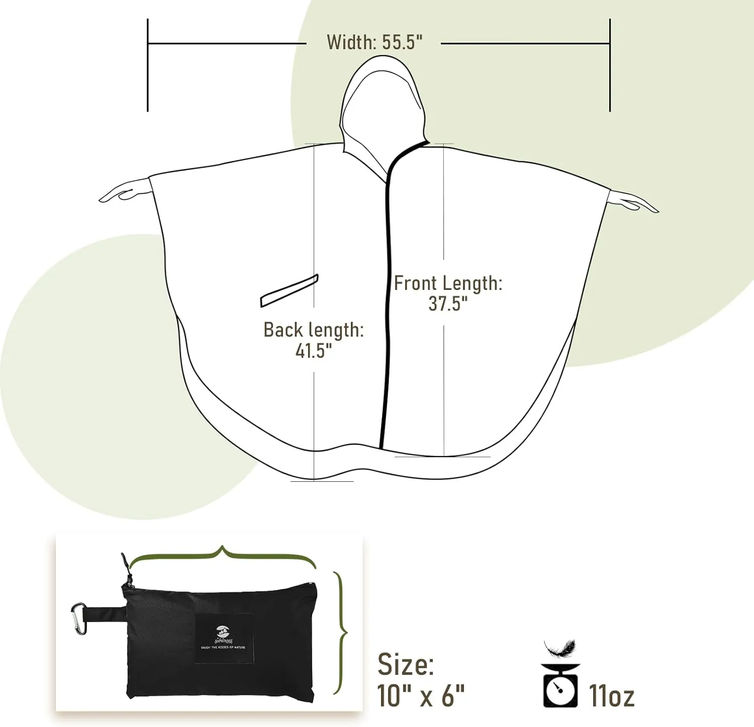 SaphiRose Unisex Rain Poncho Raincoat Hooded for Adults Women with Pockets