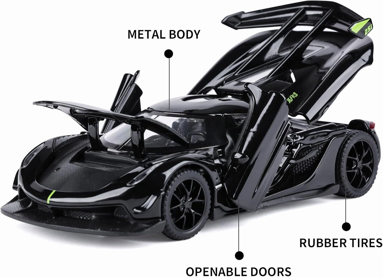 SASBSC Toy Cars for 3  Year Old Boys Car Toys with Light and Sound Diecast Metal Toy Car for Kids Ages 3-12 1/32 Collectable Super Car Model (Black)