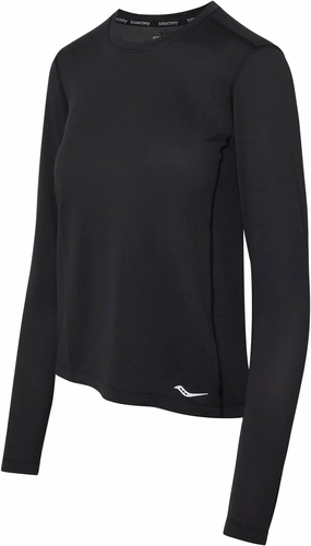 Saucony Stopwatch Long Sleeve T-Shirt for Women - Crew Neckline, Straight Hemline, Pull-On Style