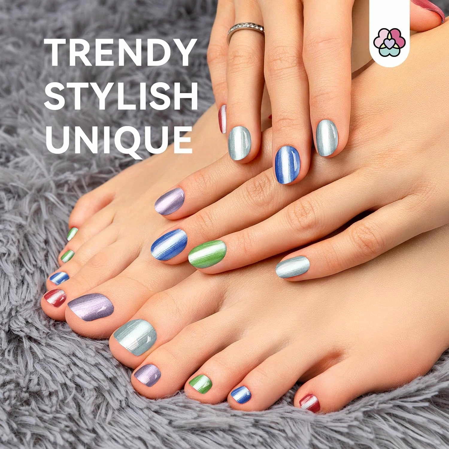 SAVILAND Metallic Nail Polish Set: 12 Colors Mirror Chrome Glitter Nail Polish 0.34oz Holographic Red Silver Pink Nail Polish Quick-Dry Base Top Polish Coat for Fingernail Toenail French Manicure Art