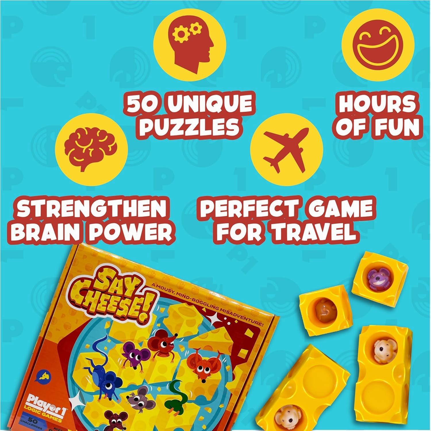 SAY Cheese! Logic Puzzle Game – 50 Single-Player Challenges for Kids & Adults, Difficulty Easy to Expert, Travel-Friendly, Brain-Building Fun Ages 8 