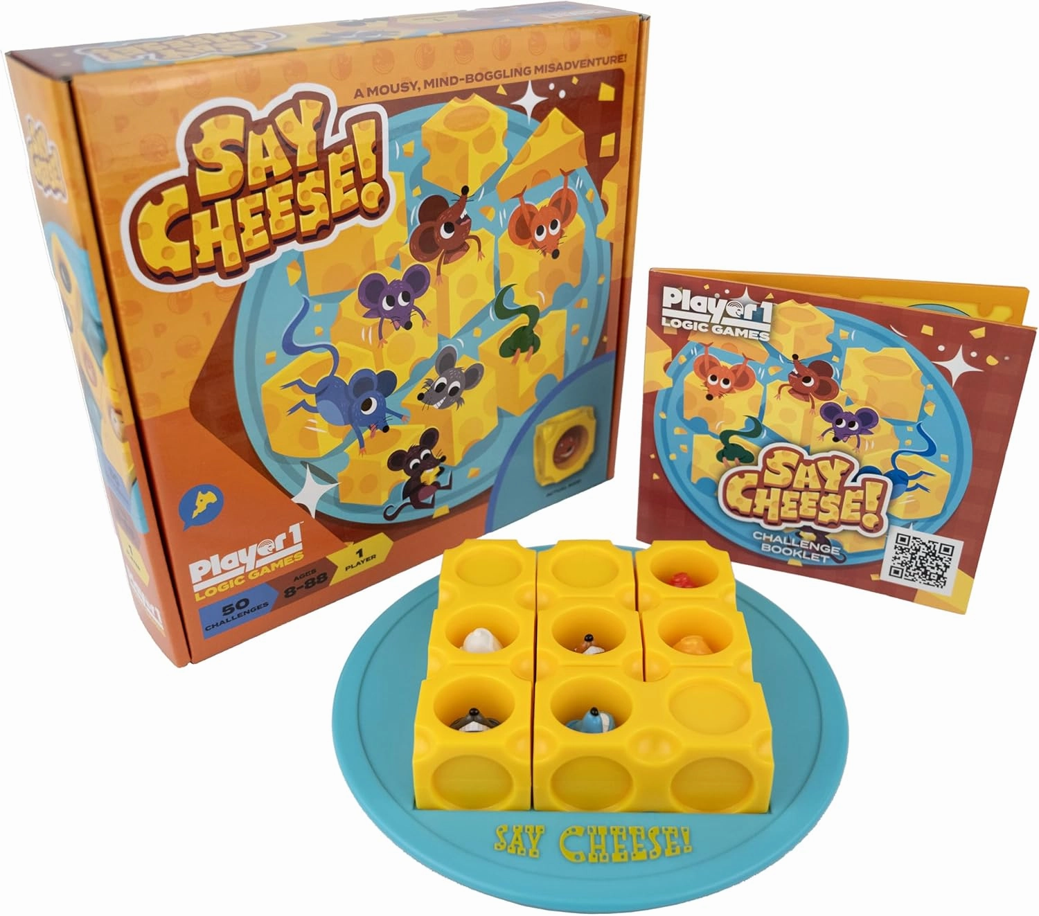 SAY Cheese! Logic Puzzle Game – 50 Single-Player Challenges for Kids & Adults, Difficulty Easy to Expert, Travel-Friendly, Brain-Building Fun Ages 8 
