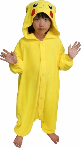SAZAC Kigurumi - Pokemon - Pikachu - Onesie Jumpsuit Halloween Costume - Kids Size (7-9 Year Old) Yellow