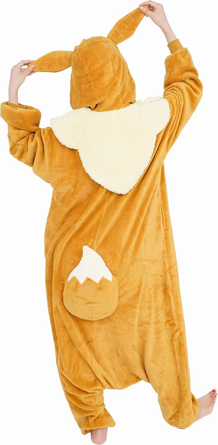 SAZAC Pokemon Eevee Kigurumi Onesie - Adult Halloween, Cosplay, Loungewear - Ultra Soft & Cozy - Unisex