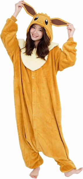 SAZAC Pokemon Eevee Kigurumi Onesie - Adult Halloween, Cosplay, Loungewear - Ultra Soft & Cozy - Unisex