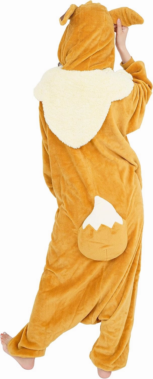 SAZAC Pokemon Eevee Kigurumi Onesie - Adult Halloween, Cosplay, Loungewear - Ultra Soft & Cozy - Unisex