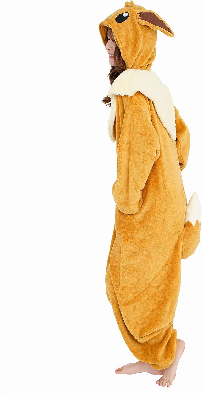 SAZAC Pokemon Eevee Kigurumi Onesie - Adult Halloween, Cosplay, Loungewear - Ultra Soft & Cozy - Unisex