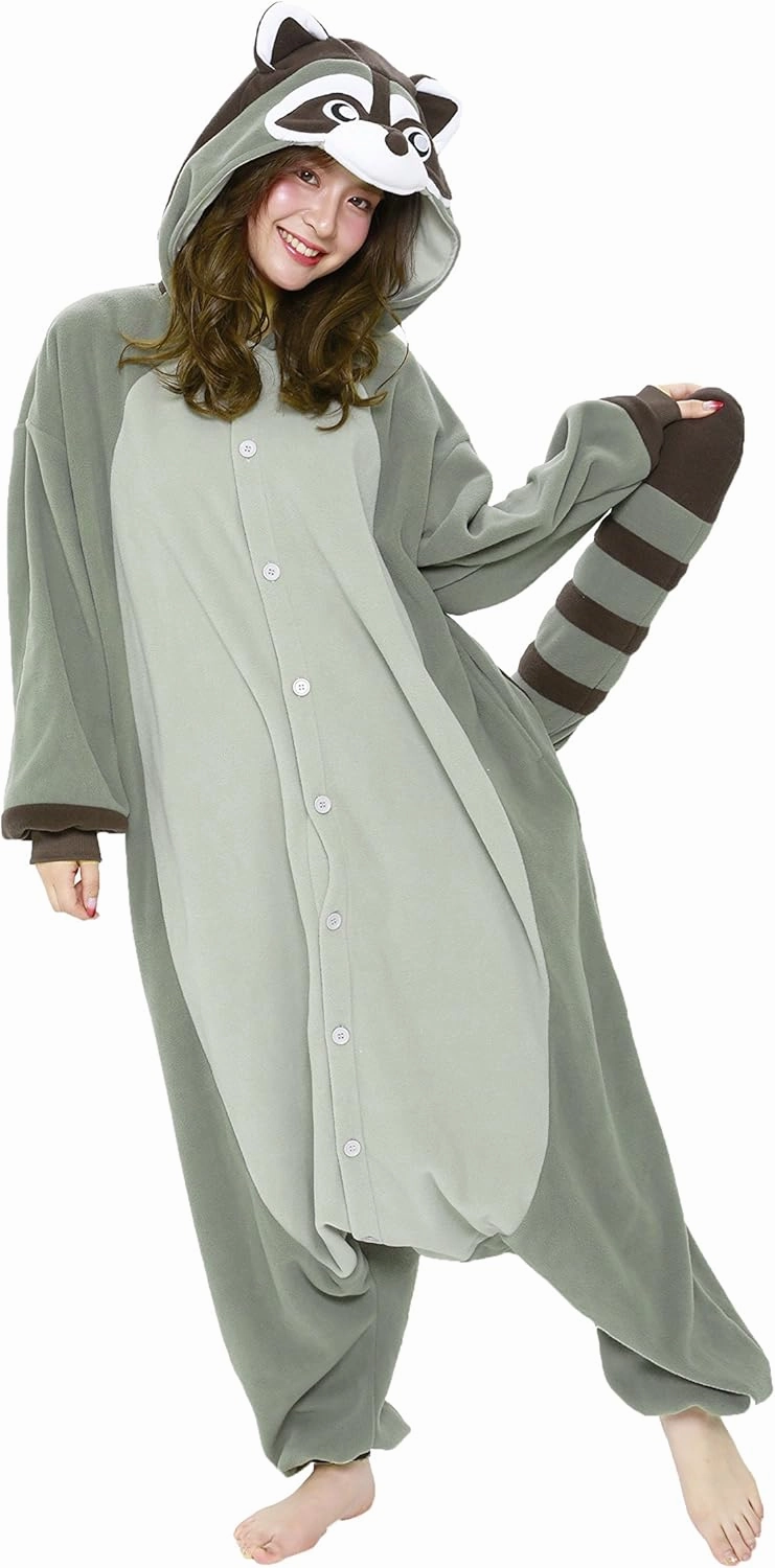SAZAC Raccoon Kigurumi Halloween Costume Onesie