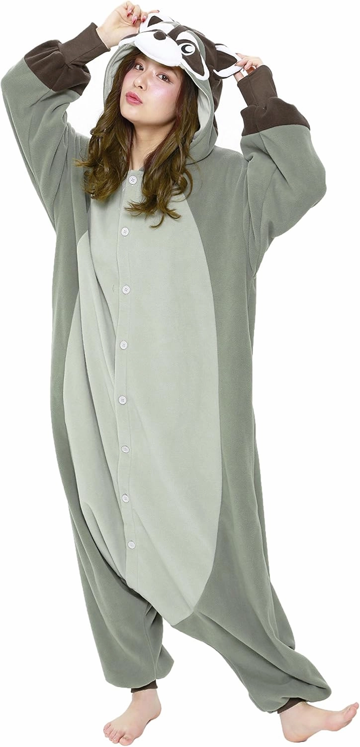 SAZAC Raccoon Kigurumi Halloween Costume Onesie