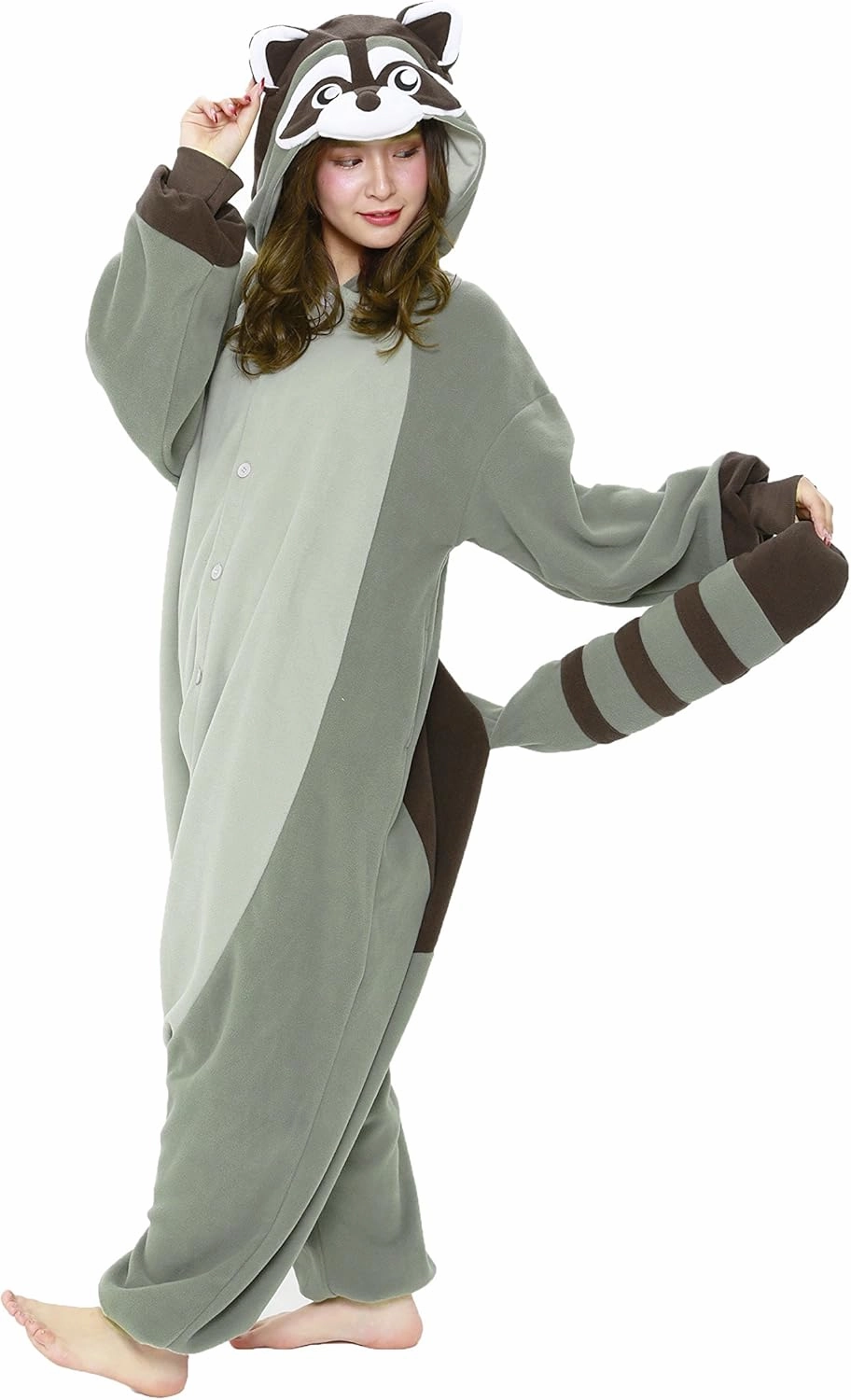 SAZAC Raccoon Kigurumi Halloween Costume Onesie