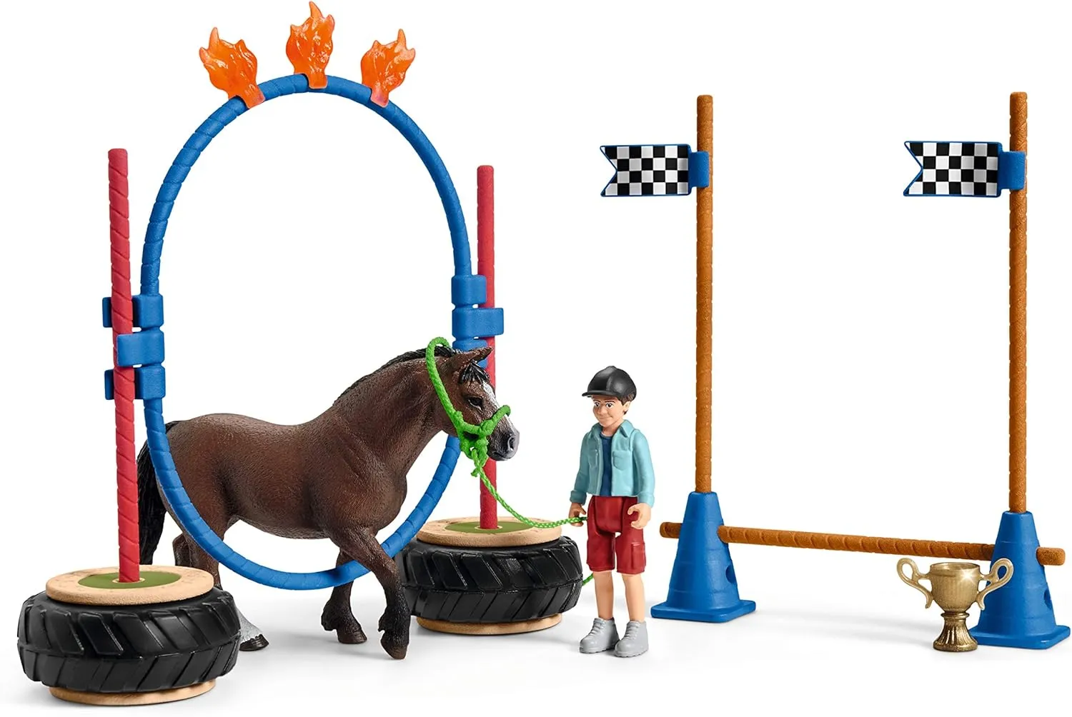 Schleich Farm World, Horse Toys for Kids, Pony Agility Race Playset with Horse Figurines and Accessories 22-Piece Set, Ages 3 