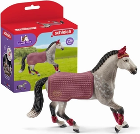 Schleich Horse Club Trakehner Mare Riding Tournament Horse Toy Figurine - Authentic Mare Horse Toy with Removable Blanket for Boys and Girls Imagination and Play, Gift for Kids Ages 5 
