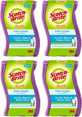 Scotch-Brite Clean & Rinse Scrubber - 2 ct, 4 Pack (Total 8 sponges)