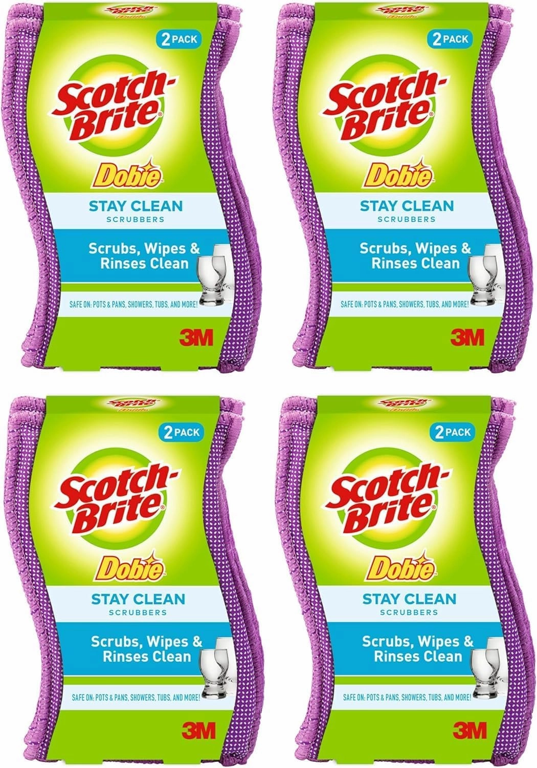 Scotch-Brite Clean & Rinse Scrubber - 2 ct, 4 Pack (Total 8 sponges)