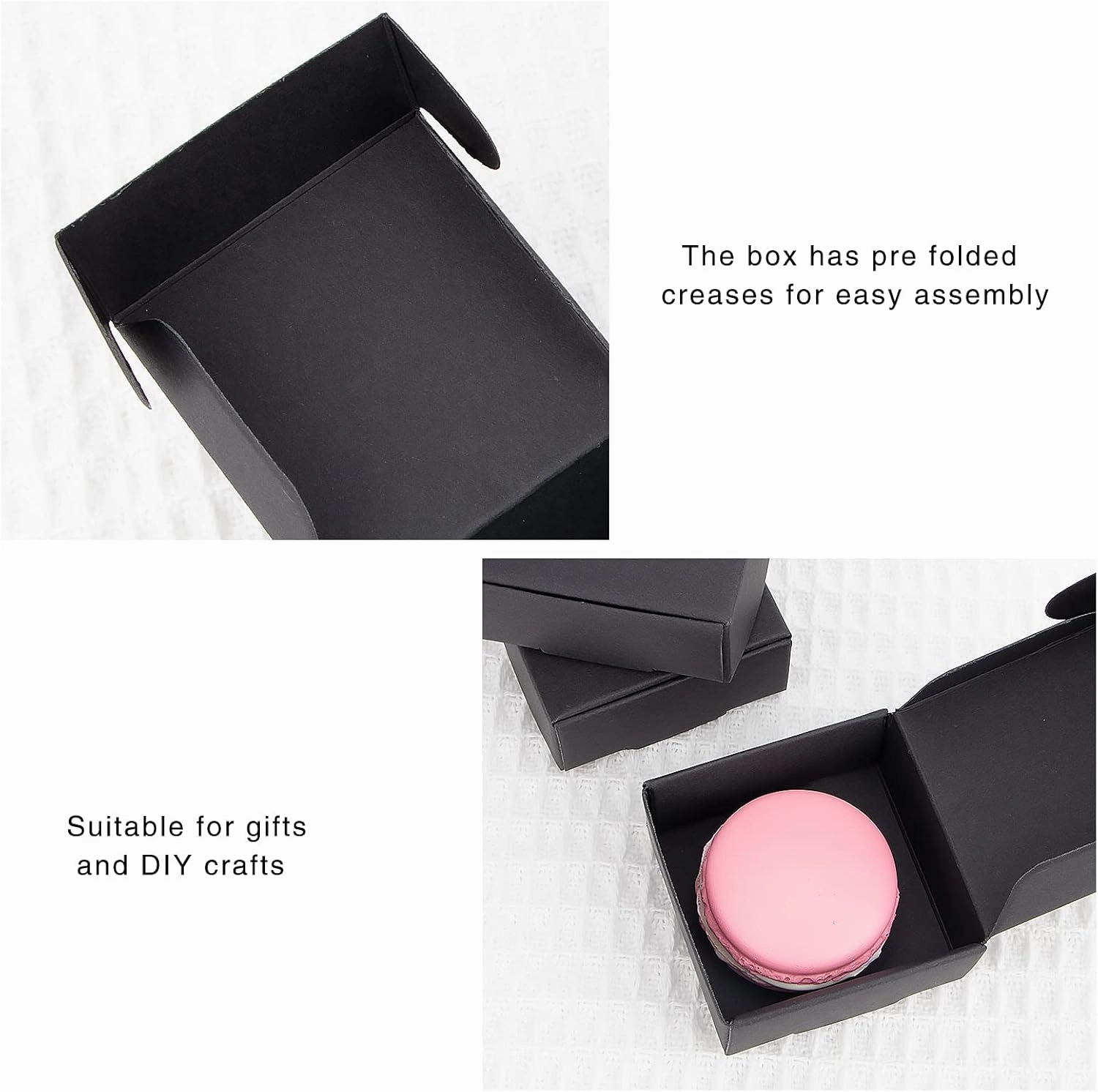 Sdootjewelry Small Gift Boxes 100 Pack, Kraft Gift Boxes Bulk 2.16’’ × 2.16’’ × 0.98’’, Small Cardboard Boxes for Jewelry Packaging, Black