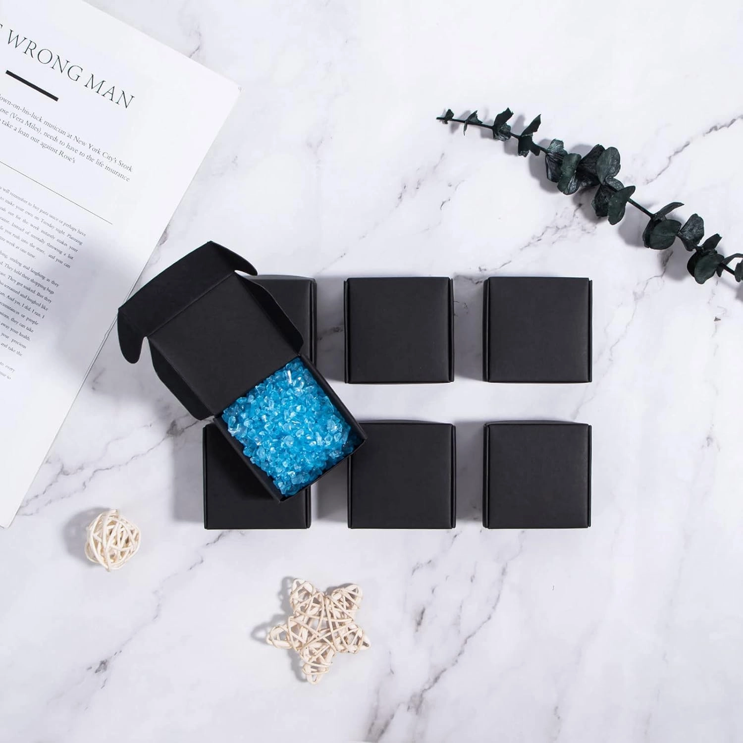 Sdootjewelry Small Gift Boxes 100 Pack, Kraft Gift Boxes Bulk 2.16’’ × 2.16’’ × 0.98’’, Small Cardboard Boxes for Jewelry Packaging, Black