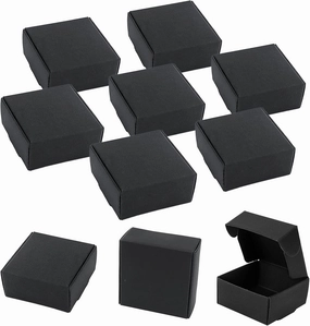 Sdootjewelry Small Gift Boxes 100 Pack, Kraft Gift Boxes Bulk 2.16’’ × 2.16’’ × 0.98’’, Small Cardboard Boxes for Jewelry Packaging, Black