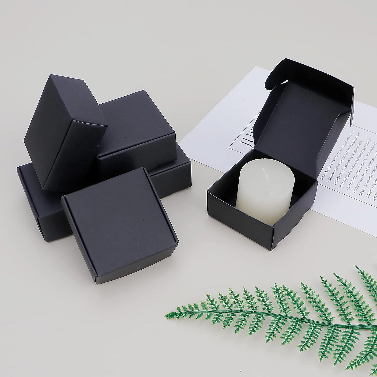 Sdootjewelry Small Gift Boxes 100 Pack, Kraft Gift Boxes Bulk 2.16’’ × 2.16’’ × 0.98’’, Small Cardboard Boxes for Jewelry Packaging, Black