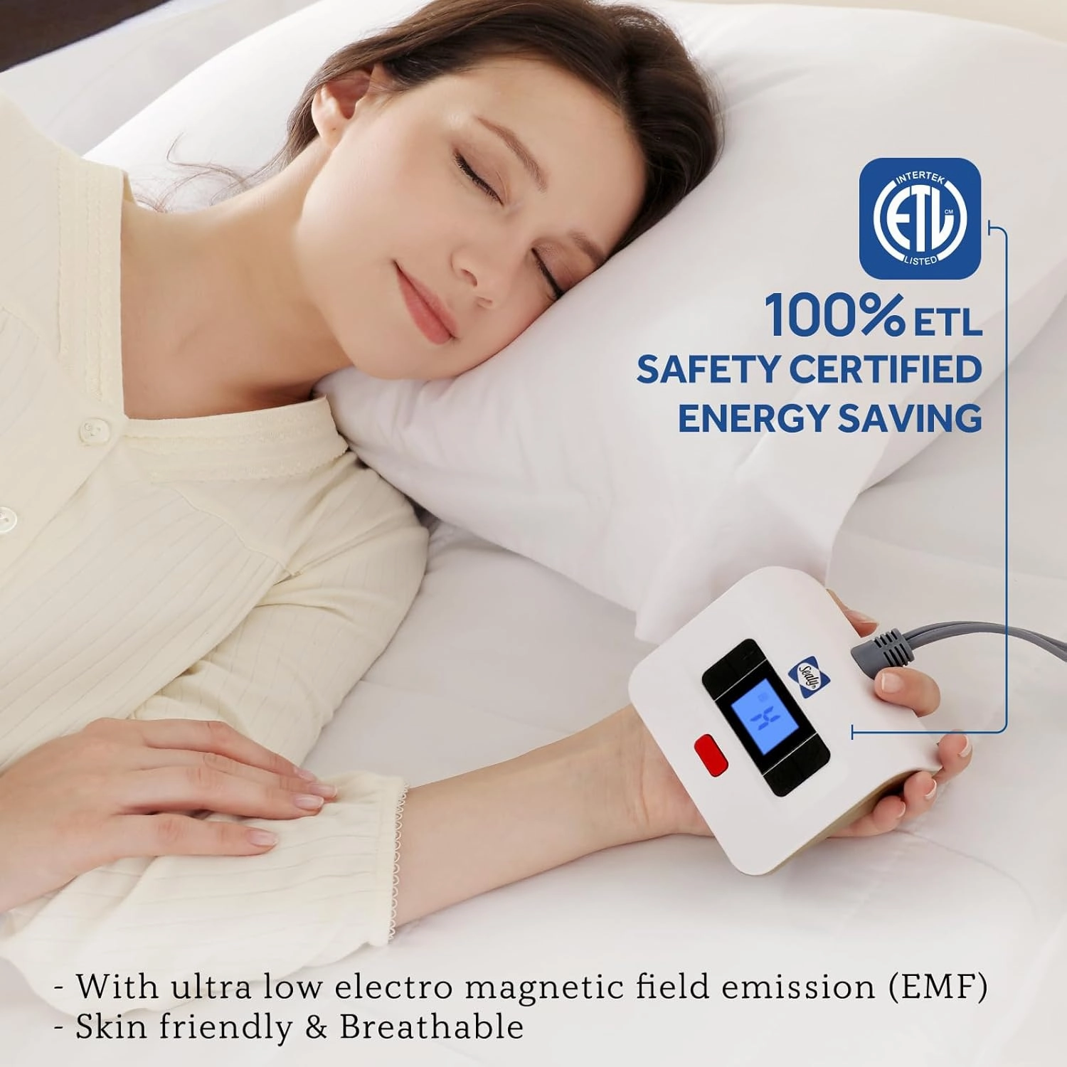 Sealy Electric Mattress Pad King Size, 10 Heating Settings Heated Mattress Pad, Bed Warmer with Dual Controller & Auto Off 1-12 Hours, Fit Up to 17 Inch, Machine Washable, 78"x80"