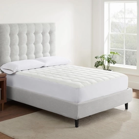 Serta Air Dry Extra Comfort Performance Fabric Quilted Mattress Pad, Cooling and Breathable Mattress Cover, Moisture Wicking Protection with 15" Deep Pocket, California King, White