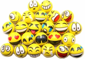 Set of 12 - Fun Face Stress Balls Cute Hand Wrist Stress Reliefs Squeeze Balls for Kids and Adults at School or Office Party Favors (Yellow Color Random Faces) (Latest)