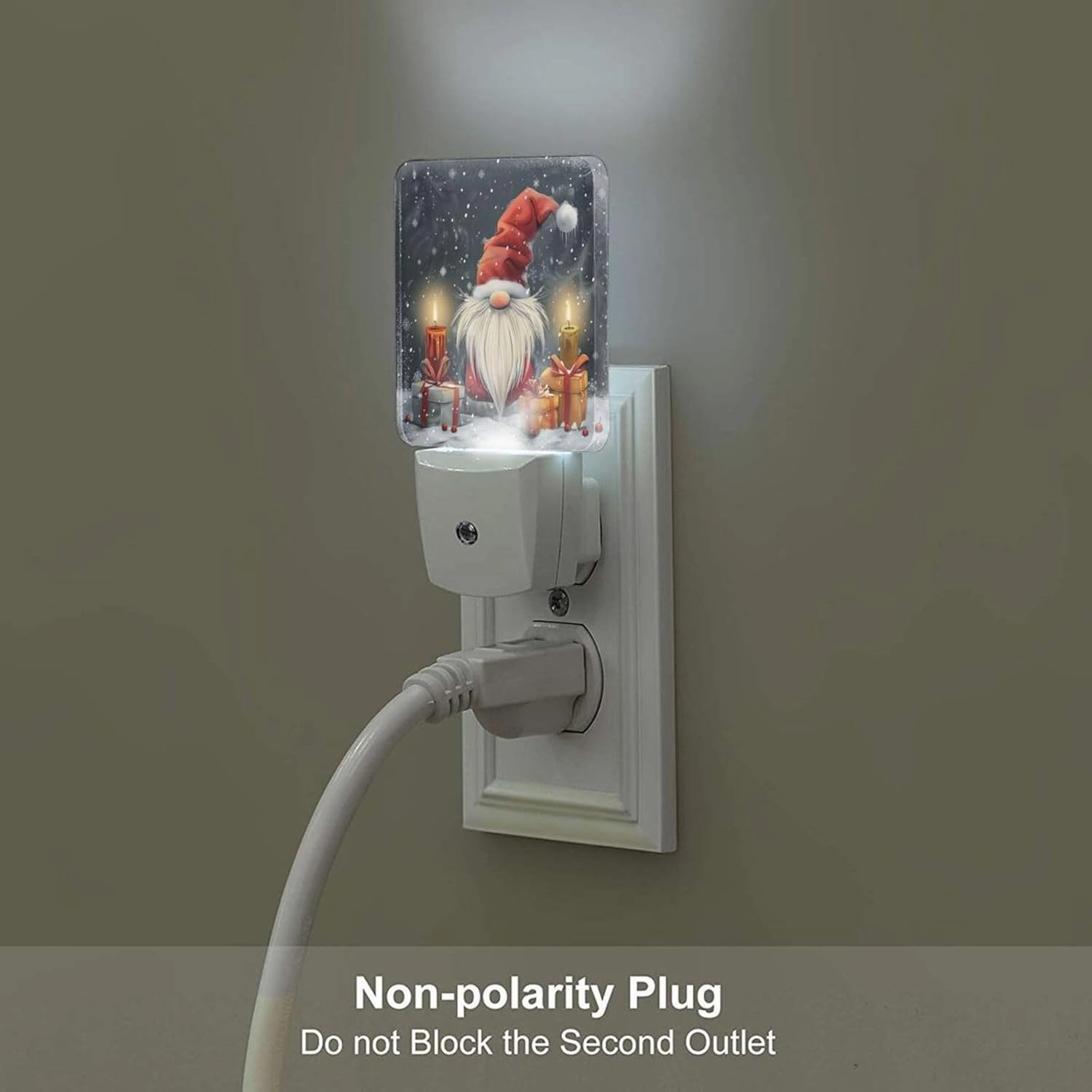 Set of 2 Led Night Lights, Gnome Christmas Auto Dusk-to-Dawn Sensor Night Lamp Plug-in Home Decorative for Adult