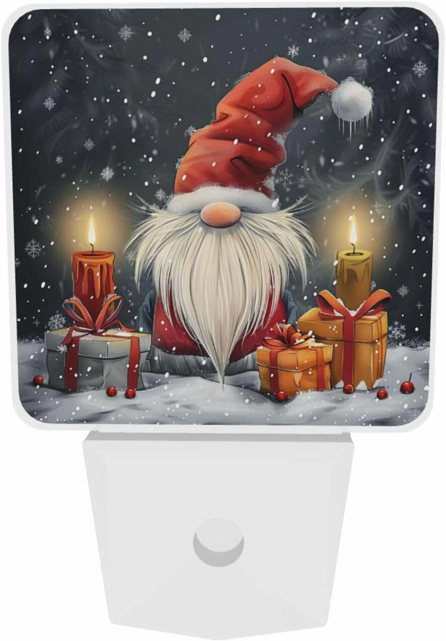 Set of 2 Led Night Lights, Gnome Christmas Auto Dusk-to-Dawn Sensor Night Lamp Plug-in Home Decorative for Adult